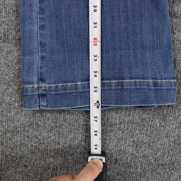 Spanx Jeans Large Tall Long Flare High Rise Pull On Blue Stretch Shaping Denim - Picture 8 of 10